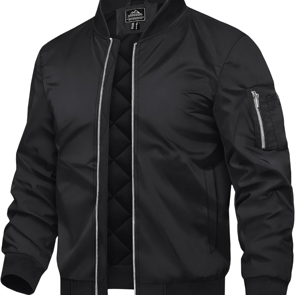 Men's X-Large Bomber Jacket: Thermal Quilted, Water-Resistant Winter Coat